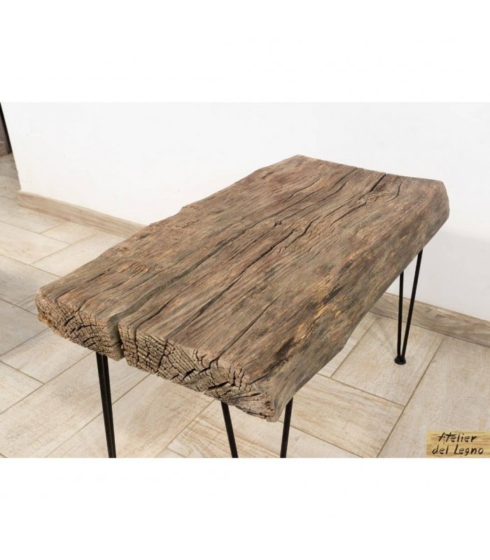 Tavolino da caffè da legno recuperato: legno salice e ferro.